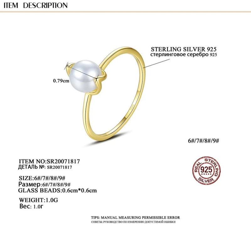 Sterling Sliver 925 Thin Finger Ring with Pearl