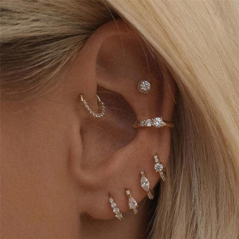 925 Sterling Silver Pave Cubic Stones Huggie Earrings for Daily Wearing, Wedding and Party Fashion Jewelry