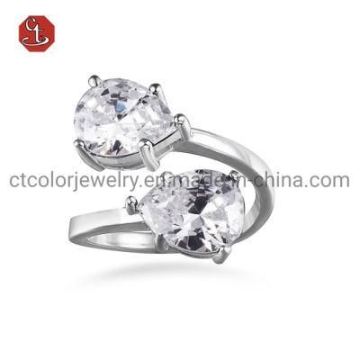 Luxury Silver Ring with Diamonds CZ Brass Rings