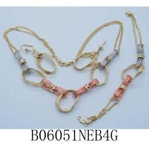 Fashion Female Beautiful Gold Jewelry Set, Fashion Imitation Bridal Silver Wedding Jewelry Set (MIB06051NEB4G)