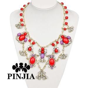 Women Flower Crystal Bib Statement Long Necklace Imitation Jewelry
