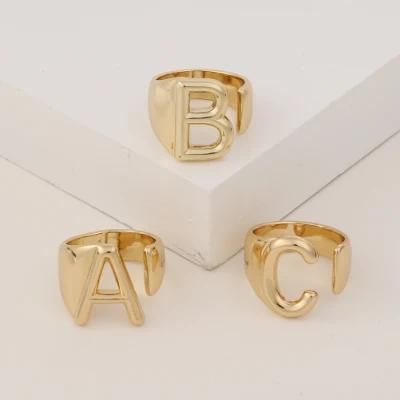 Jewelry Design Adjustable Gold Plated Hiphop Brass Custom Letter Rings