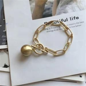 Simple Chain Bracelets for Women Fashion Gold Color Ball Charm Lock Alloy Bangles Costume Jewellery Gift