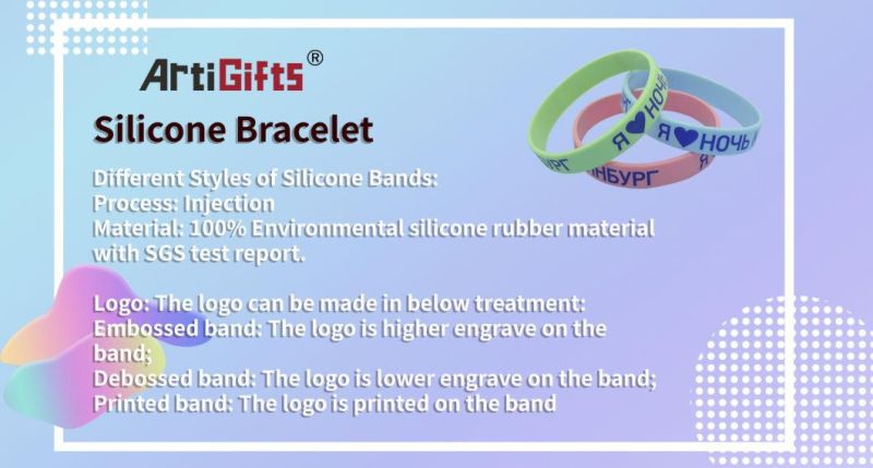 Promotional Customized Logo Bracelet Silicone Slap Bracelet