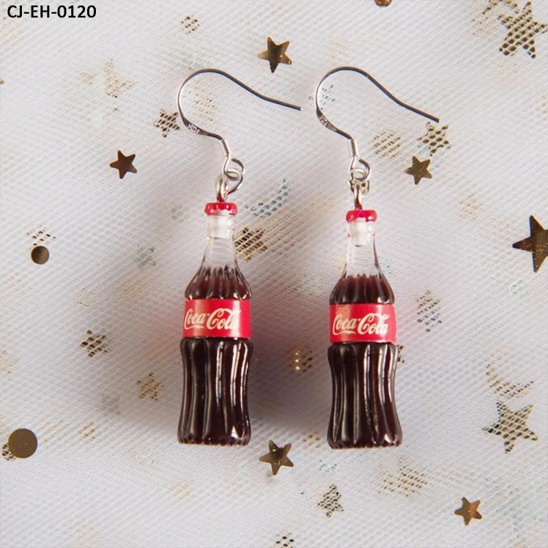 Creativity Cute Earrings Coke Bottle Resin South Korean 925 Silver Earrings