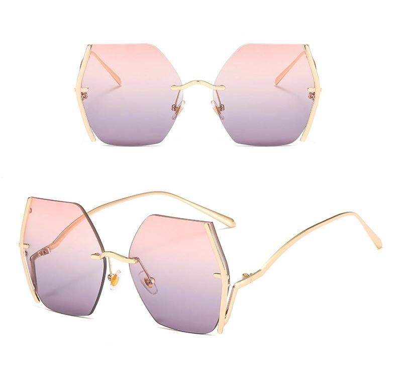 New Metal Frameless Sunglasses UV400 Sunglasses with Rivet