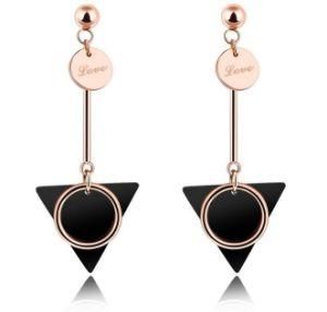 Fashion Stainless Steel Women Earrings Rose Gold Color Circle Triangle Shape Dangle Earrings Jewelry Wholesale