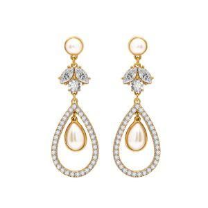 Fashion Accessories Imitation Jewelry Women Crystal Teardrop Pearl Statement Earrings