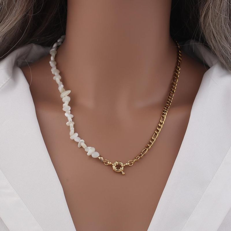 Stainless Steel Female Simple Design Shell Bead Clavicle Chain Necklace