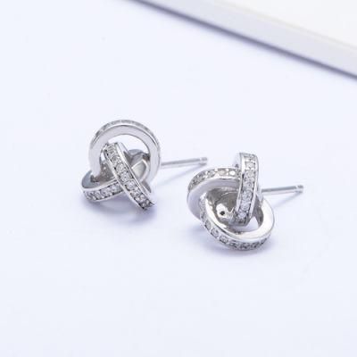 Instagram S925 Silver Earrings Accessories Fashion Three Circles Knot Earrings Stud for Woman Girls