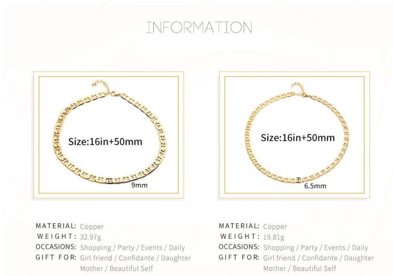 2021 Trendy 18K Gold Plated Necklace Jewelry Copper Gold Necklace Simple Style Women Chains for Jewelry Making