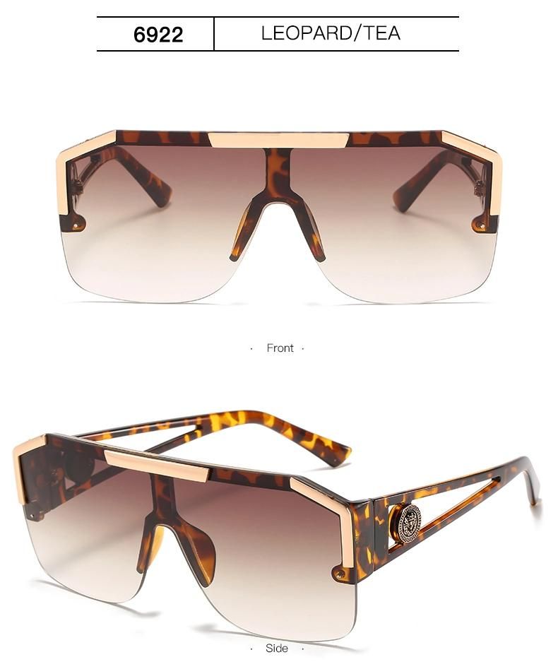 Lion Head One-Piece Sunglasses European and American Trend Big Frame Sunglasses Female Personality Hollow Temple Glasses