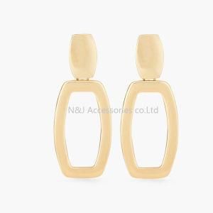 2017 Alloy Gold Double Square Design Stud Earrings for Women Nice Fashion Ear Eardrop Female Jewelry Gift