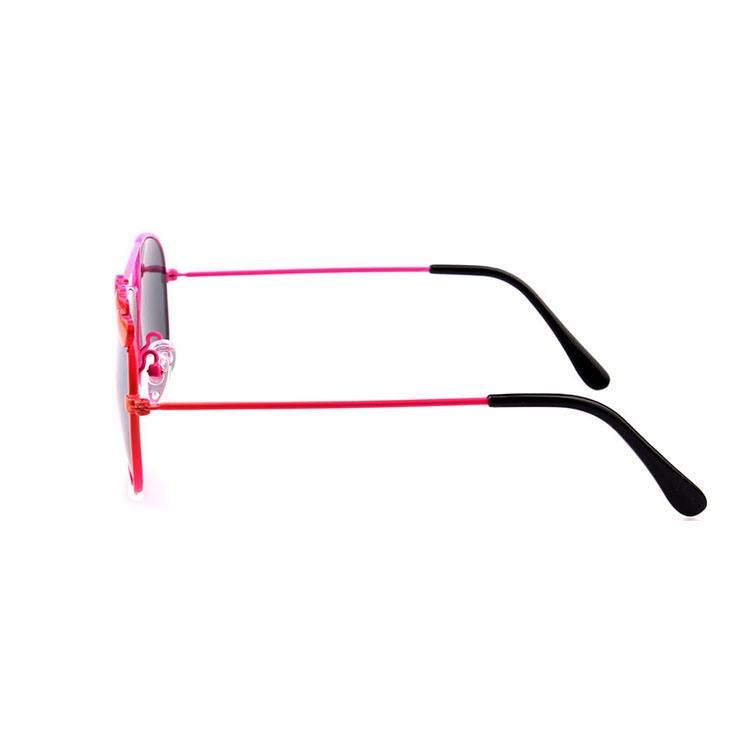 Girls Pink Frame with Black Tips Metal Sunglass