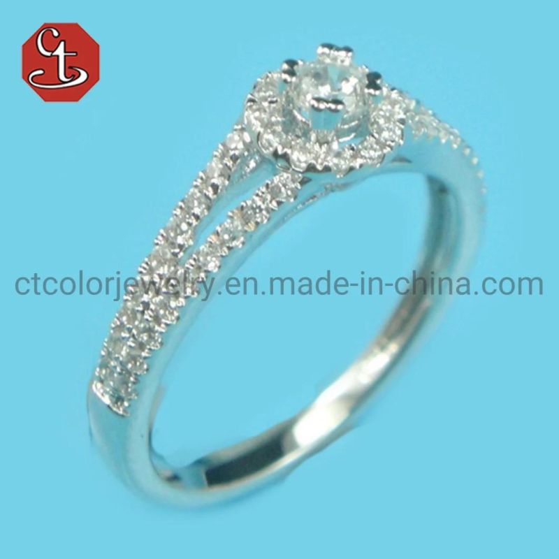 Female Wedding Engagement Silver Ring With Round Cubic Zirconia Exquisite Jewelry