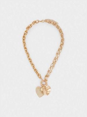 New Design Elegant Fashion Jewelry Link Necklace with Heart Pendants