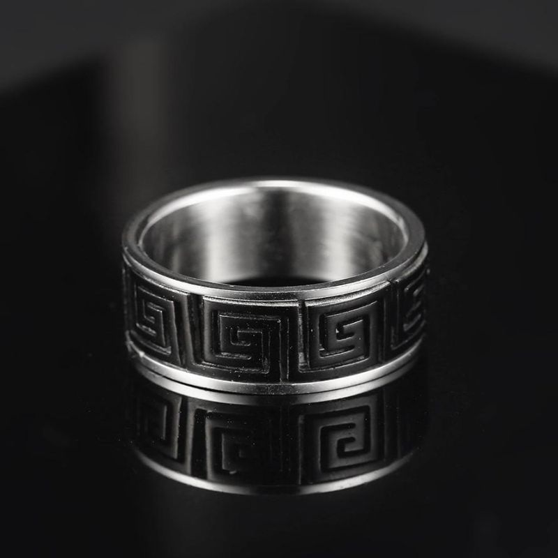 316L Stainless Steel Ring Black Great Wall Smooth Titanium Ring for Men and Women