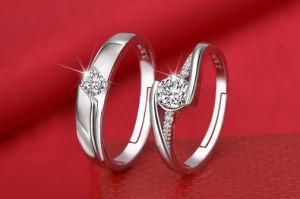 Fashion 925 Silver Men and Women Engagement Finger Ring with Diamond for Wedding