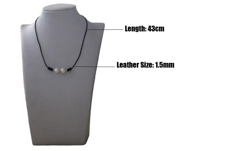 11-12mm Round Freshwater Pearl Leather Necklace Cheap Gift