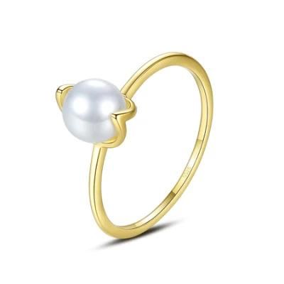 Sterling Sliver 925 Thin Finger Ring with Pearl