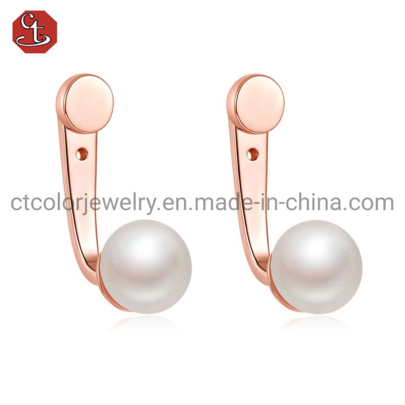 Fashion Jeweley 925 Silver and Brass Rose Gold plated Natural Freshwater Pearl Rings for Adjustable Rings