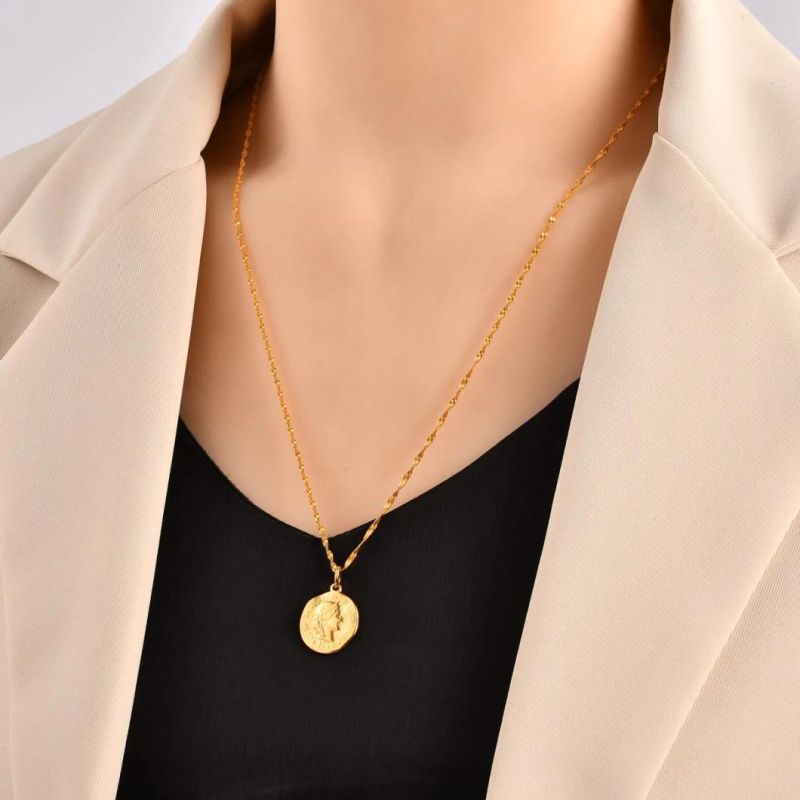 Multilayer Stainless Steel Gold Plated Necklace 4 Tier Pendants Short and Long Chain Necklace Women Accessories