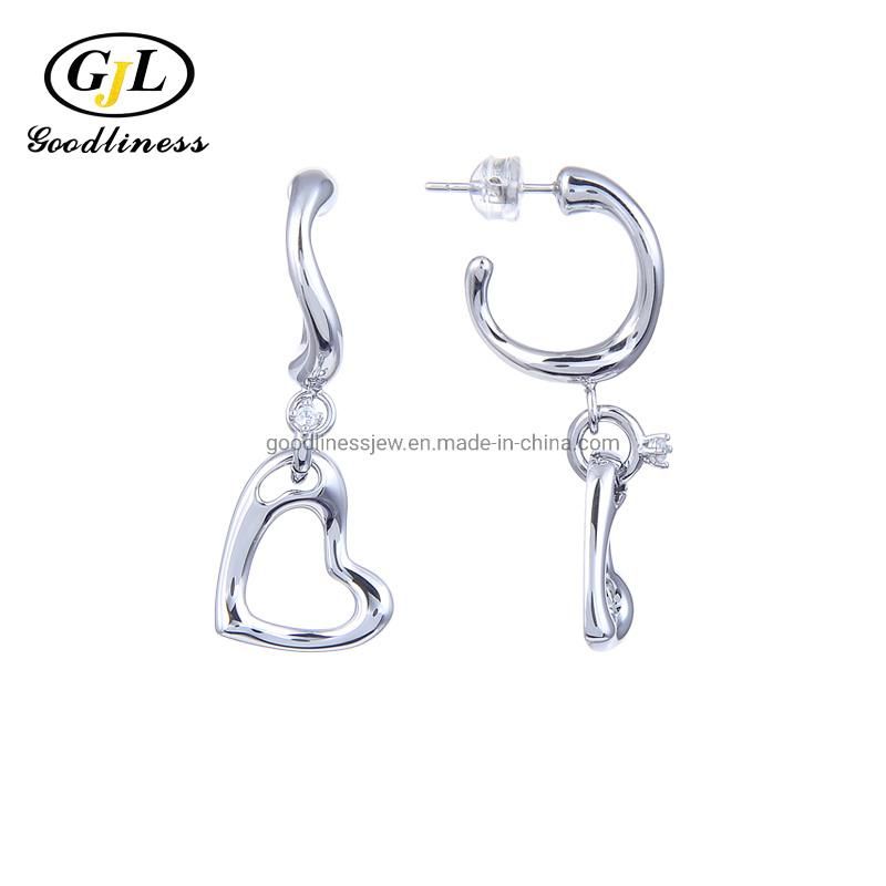 High Quality Polish Irregularity Particularlyheart Drop Earrings Silver Jewellery