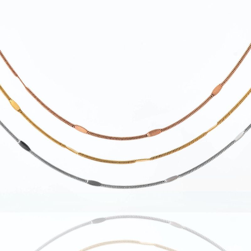 Gold/Rose Gold/Silver Color Stainless Steel Embossed Round Snake Chain Necklace Bracelet Anklet for Jewelry Making