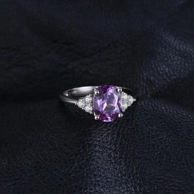 Wholesale 925 Sterling Silver Jewelry Created Gemstone Amethyst Ring Jewelry Set