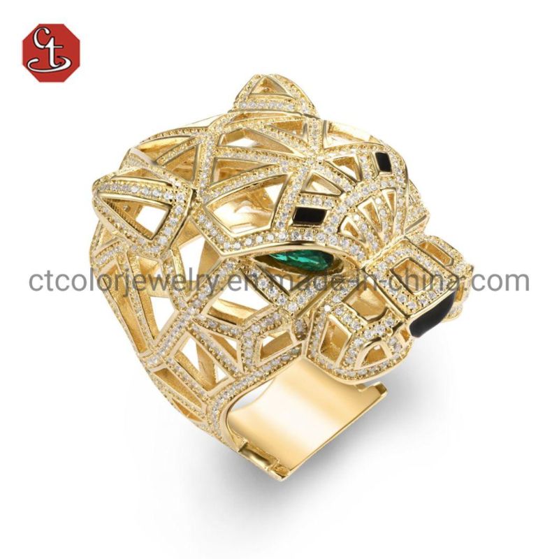 Special Big One Line CZ Ring Mat Wave 14K Gold Plating Gold Jewelry