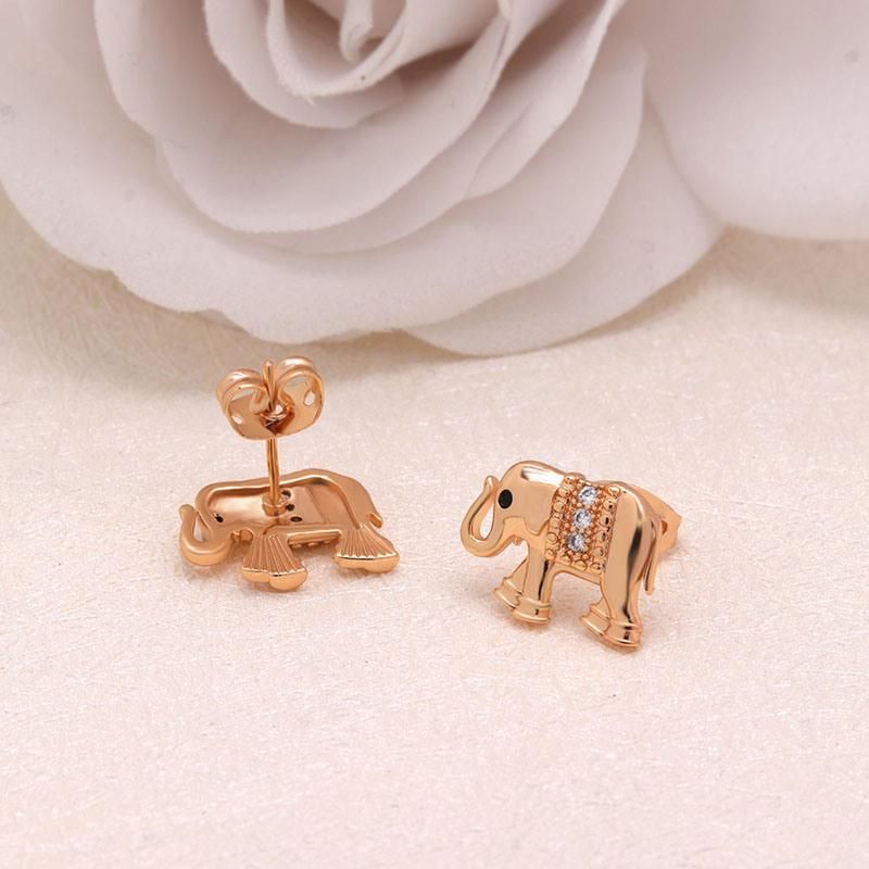 Unique Design Animal Zircon Piercing Elephant Stud Earrings