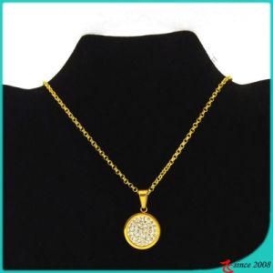 Stainless Steel Crystal Round Necklace for Young Girl (FN16040903)