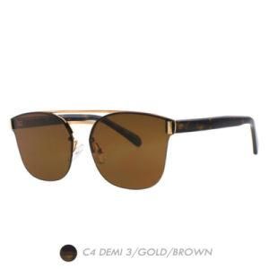 Metal&Nylon Polarized Sunglasses, Two Bridge Half Rim Frame A18029-04