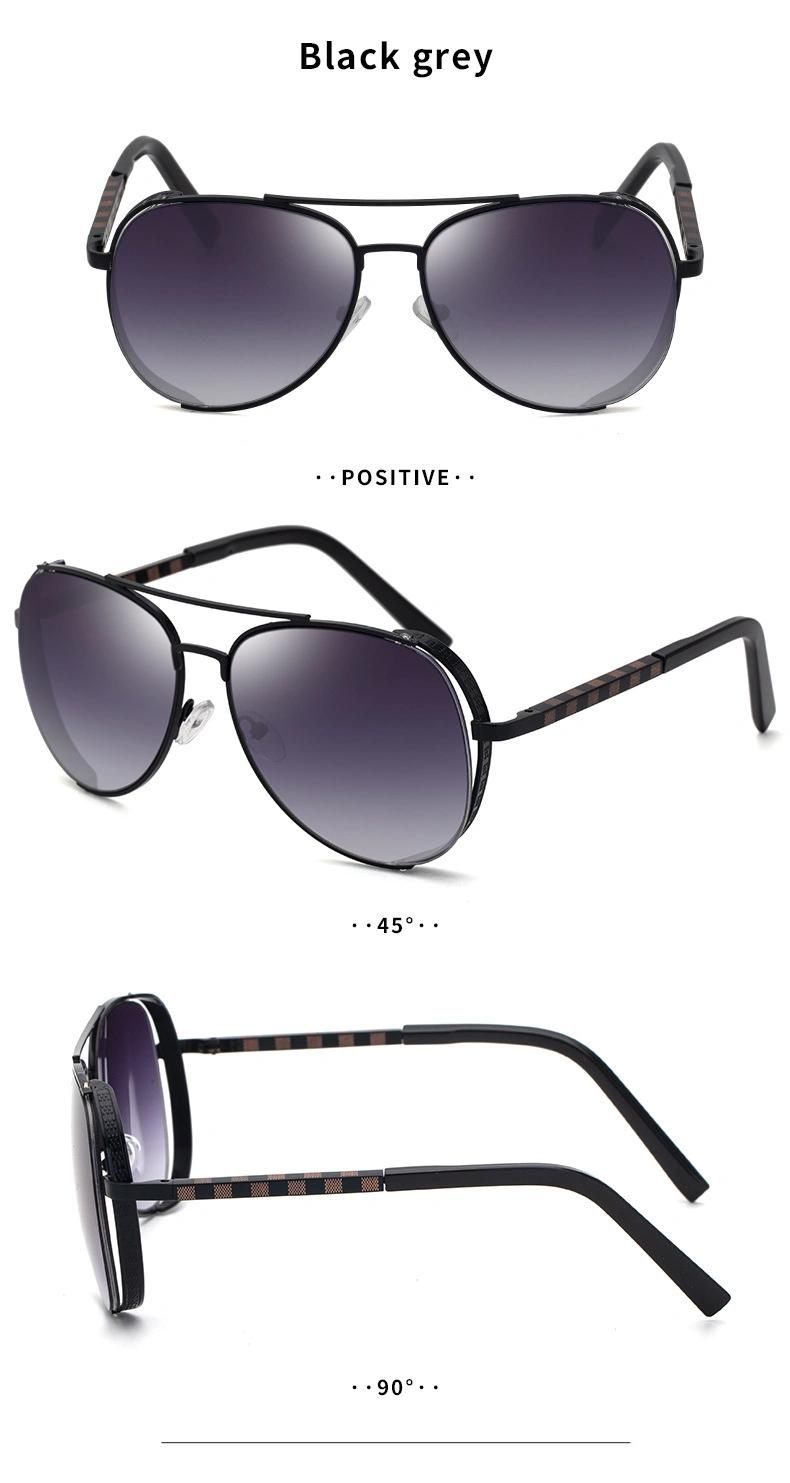 Men China Factory Direct Sale UV400 Sun Glasses Custom Logo Metal Frame Square Retro Trendy Fashion Sunglasses