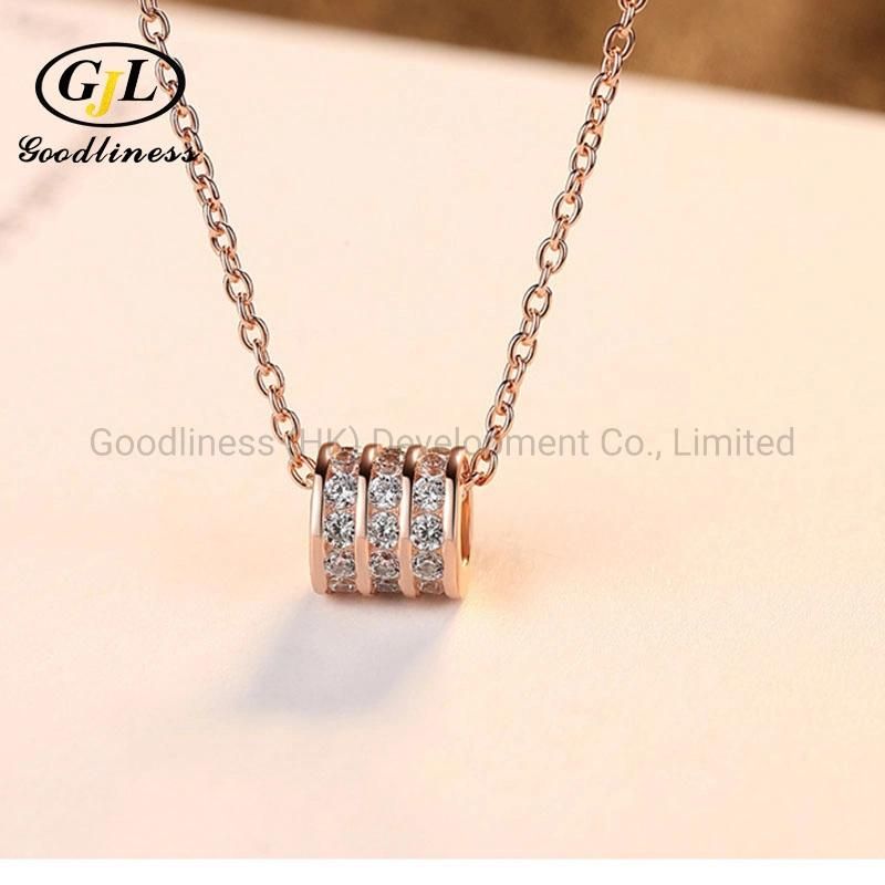 Zircon Three Row Diamond Necklace Pendant Square Drill Clavicle Necklace