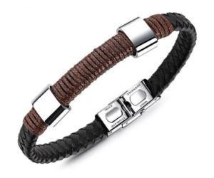 New Surfer Mens Vintage Hemp Wrap Leather Wristaband Bracelet Cuff Brown