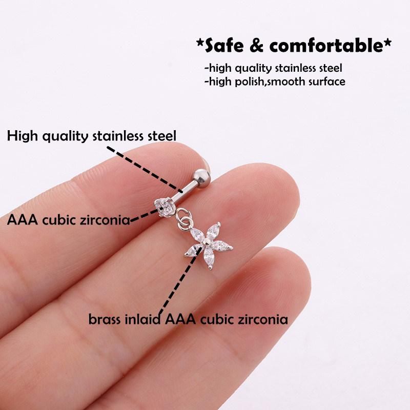 Stainless Steel Earring Studs with Pendant Body Piercing Jewelry