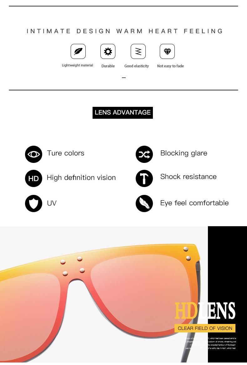 One-Piece Big Frame Sunglasses Fashion Rivet Colorful Mercury Sunglasses