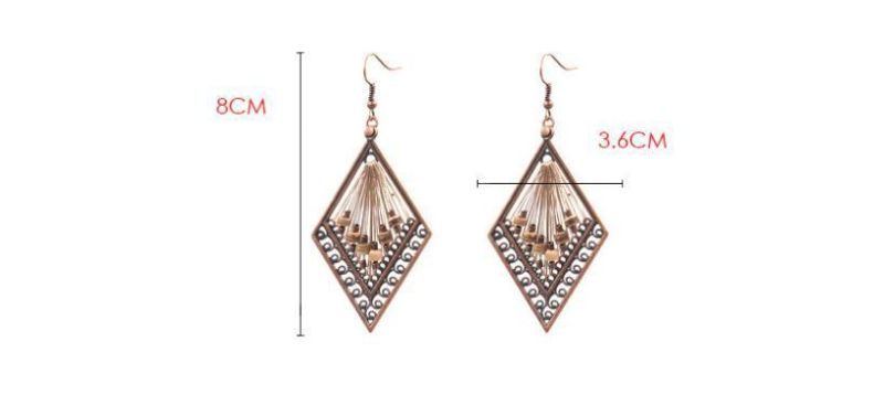 Fashion Hand-Woven Rhombus Wood Bead Earrings