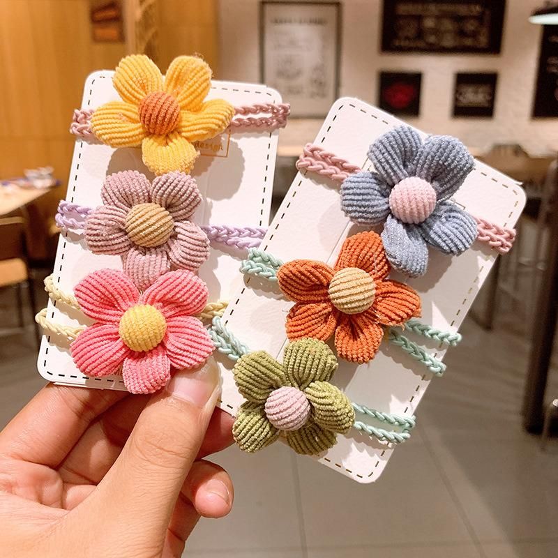 Fashion Hair Accessories Corduroy Flower Hair Rope Candy Coloured Hairband