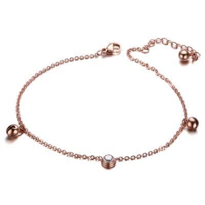 Bell Ball Anklets Women Feet Sexy Accessories Roesgold Color Shiny Stone Anklets
