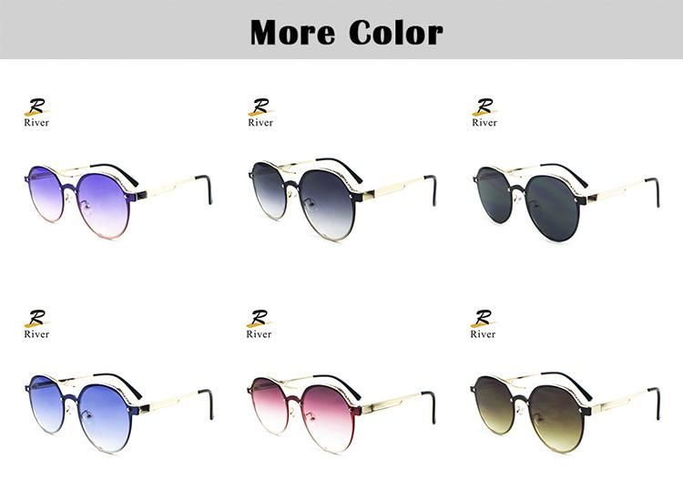Round Fashion Wholesale Custom Logo Metal Frame Women Sunglasses