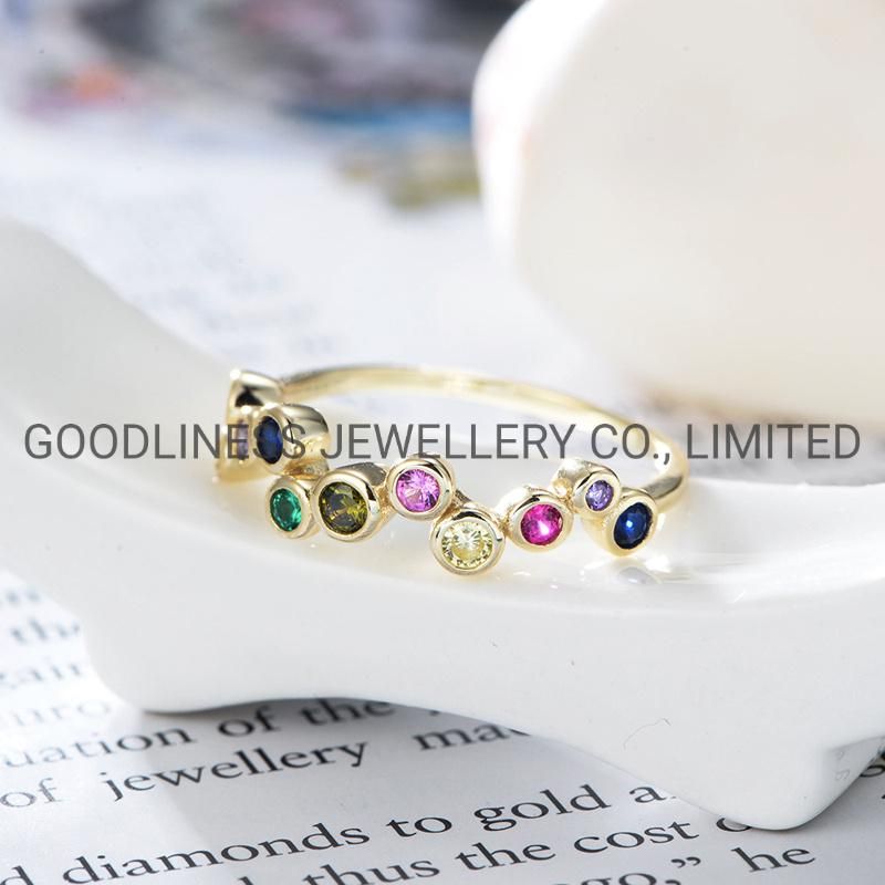 925 Sterling Silver Women Multi-Color CZ Fine Jewelry Rings