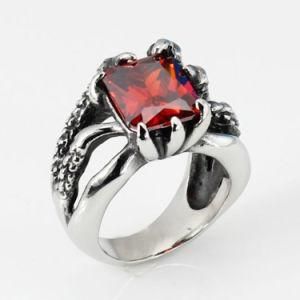 Fashion CZ Prong Setting Antique Style 316L Stainless Steel Ring