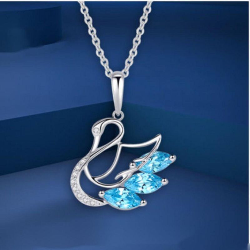 China Wholesale 2022 New Fashion 5A Zircon 925 Sterling Silver Swan Design Pendant Necklace for Women Girl Gift