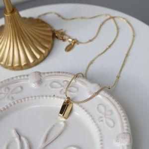 Rich Money Jewelry Stainless Steel Small Gold Brick Gold Nugget Square Brick Chocolate Gold Bar Pendant Necklace
