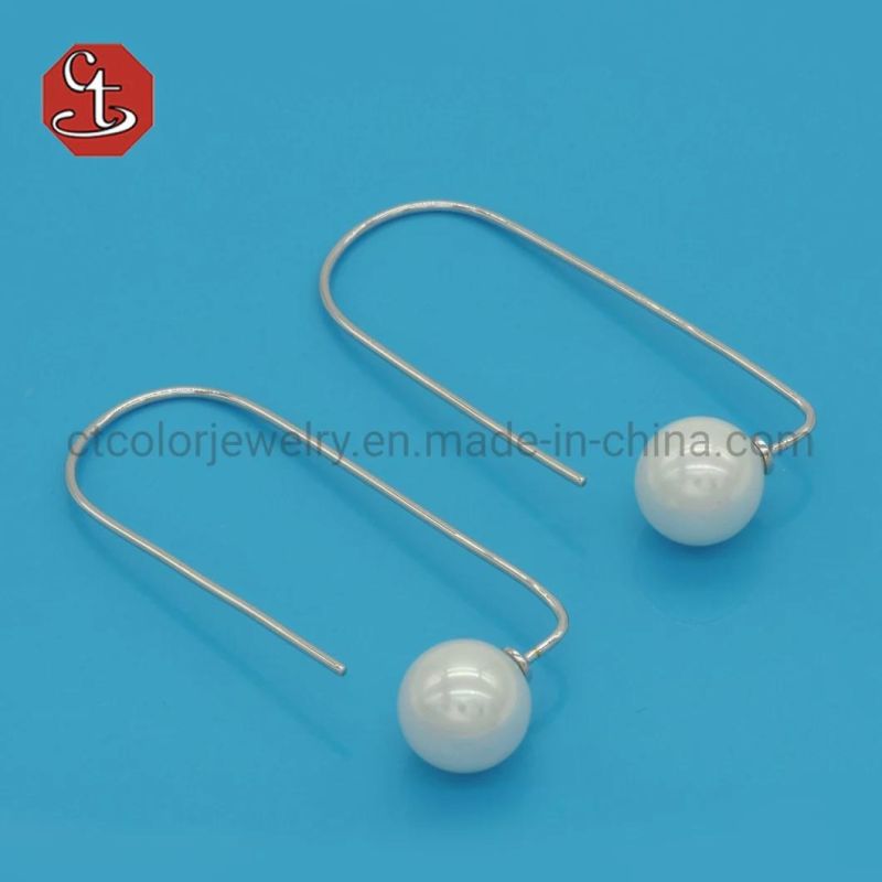 Trendy Geometric Pearl Rectangle Shaped Metal Earrings Minimalist Earrings Jewelry