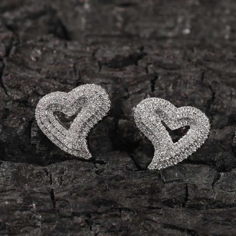 Zircon Hollow-out Love Earrings Hip Hop Fashion Jewelry