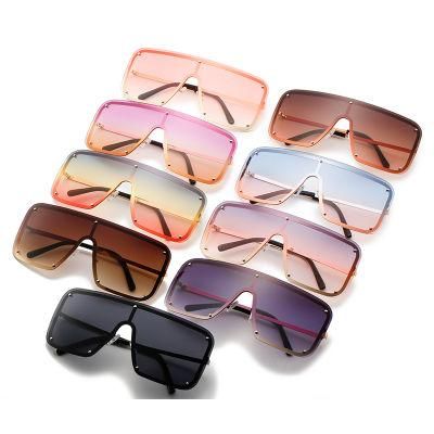 Sunglasses for New Trend Big Frame Sunglasses Female Gradient Color One-Piece Colorful Sunglasses Cross-Border Ins Square Glasses