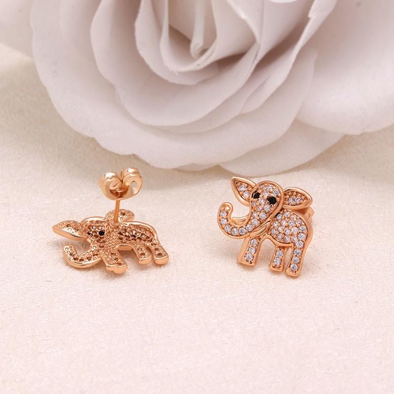 Hot Sale Brass Animal Zircon Elephant Fashion Stud Earrings